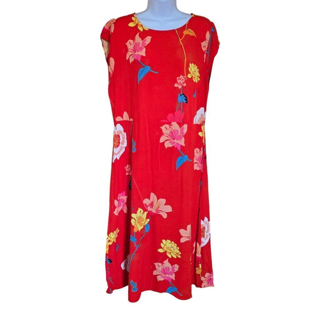 Red Floral Sleeveless A-Line Dress flowercore beachcore nautical summer fairy